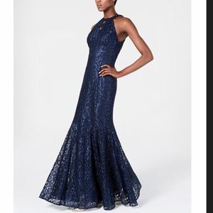 NEW Night Way navy mermaid keyhole lace dress 10